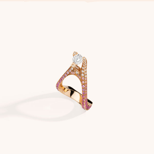 Lia ring with white diamonds and pink sapphires