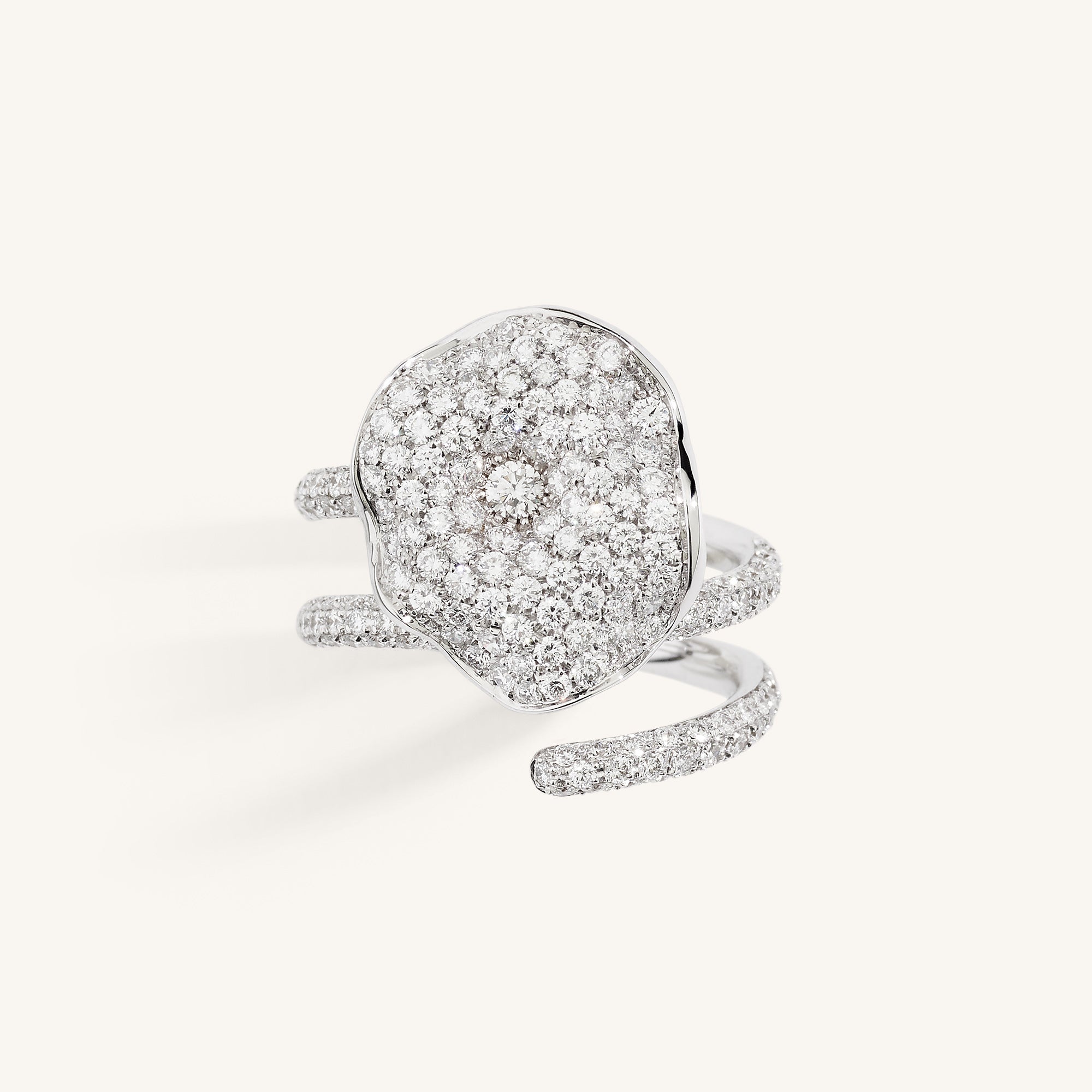 Moon Flowers ring with white diamonds