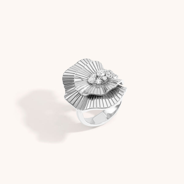 Rays of Sun ring with white diamonds