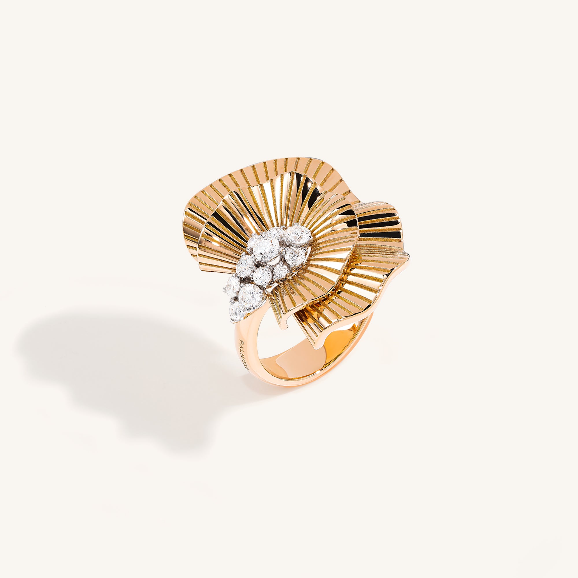 Rays of Sun ring with white diamonds