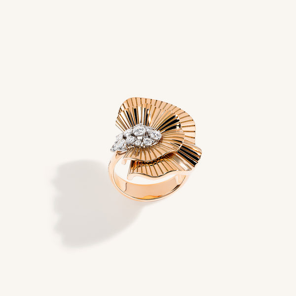 Rays of Sun ring with white diamonds