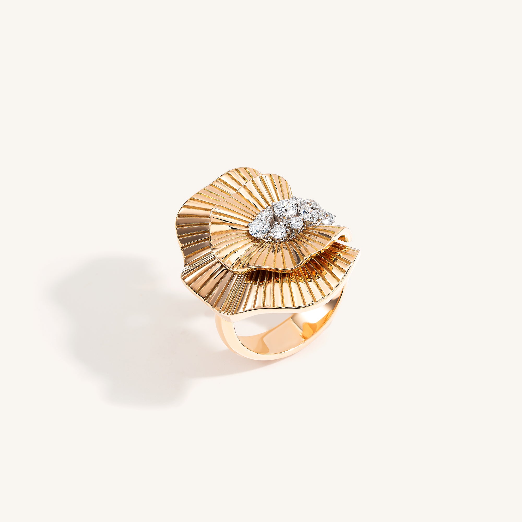 Rays of Sun ring with white diamonds