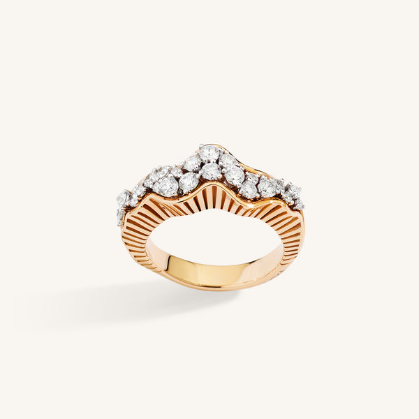 Rays of Sun ring with white diamonds