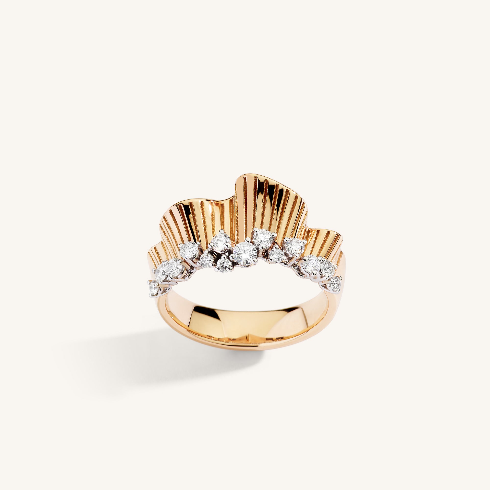 Rays of Sun ring with white diamonds