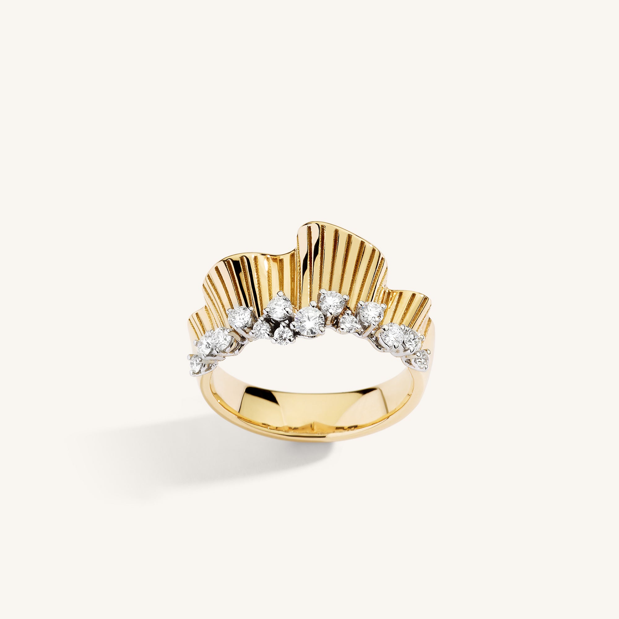 Rays of Sun ring with white diamonds