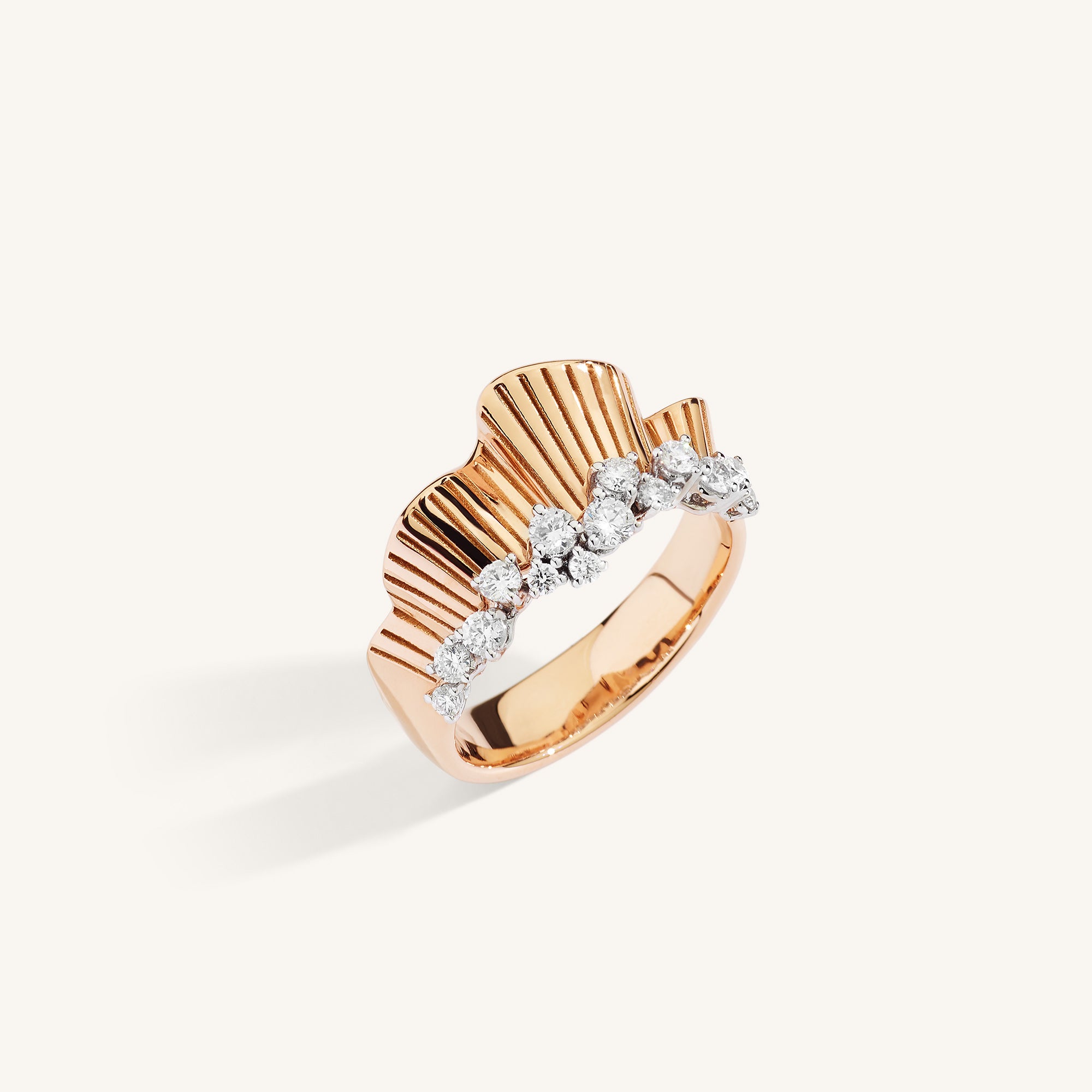 Rays of Sun ring with white diamonds