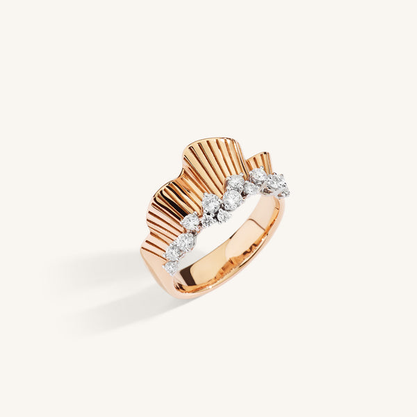 Rays of Sun ring with white diamonds