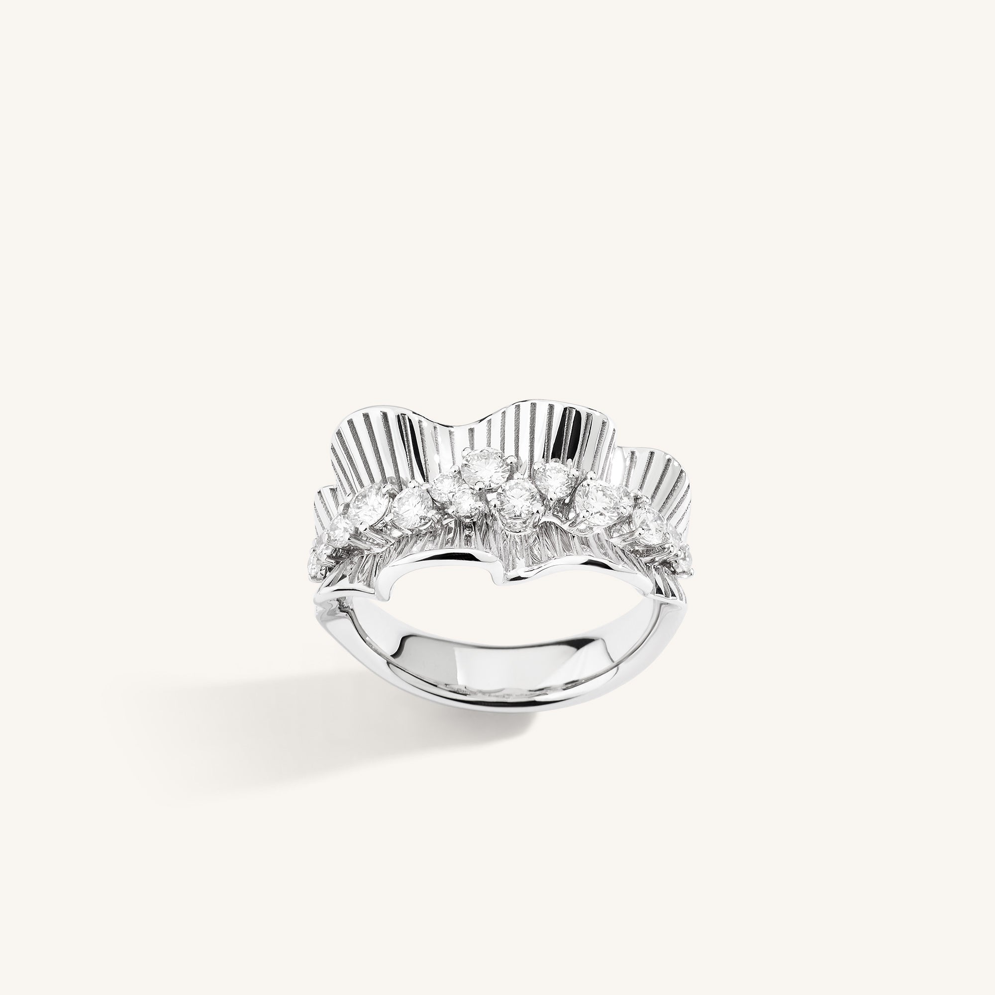 Rays of Sun ring with white diamonds