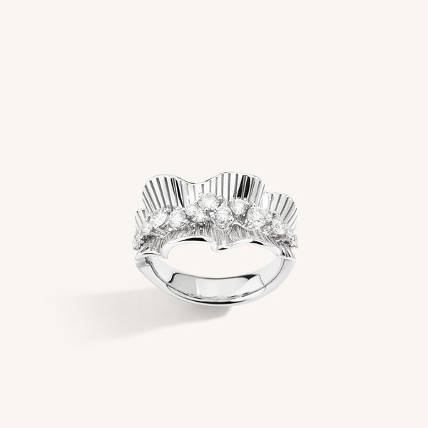 Rays of Sun ring with white diamonds