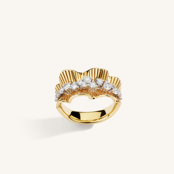 Rays of Sun ring with white diamonds