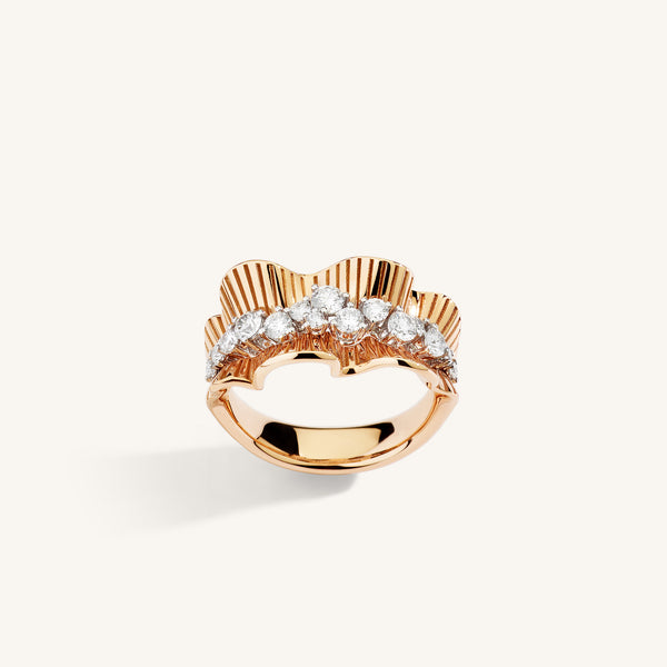 Rays of Sun ring with white diamonds