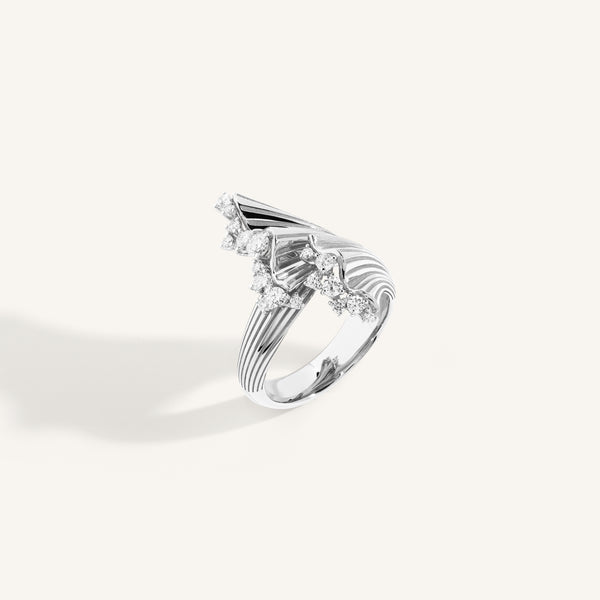 Rays of Sun ring with white diamonds