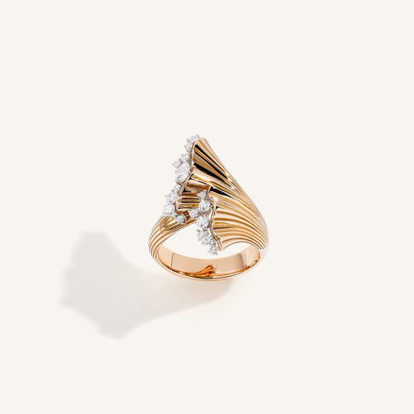 Rays of Sun ring with white diamonds