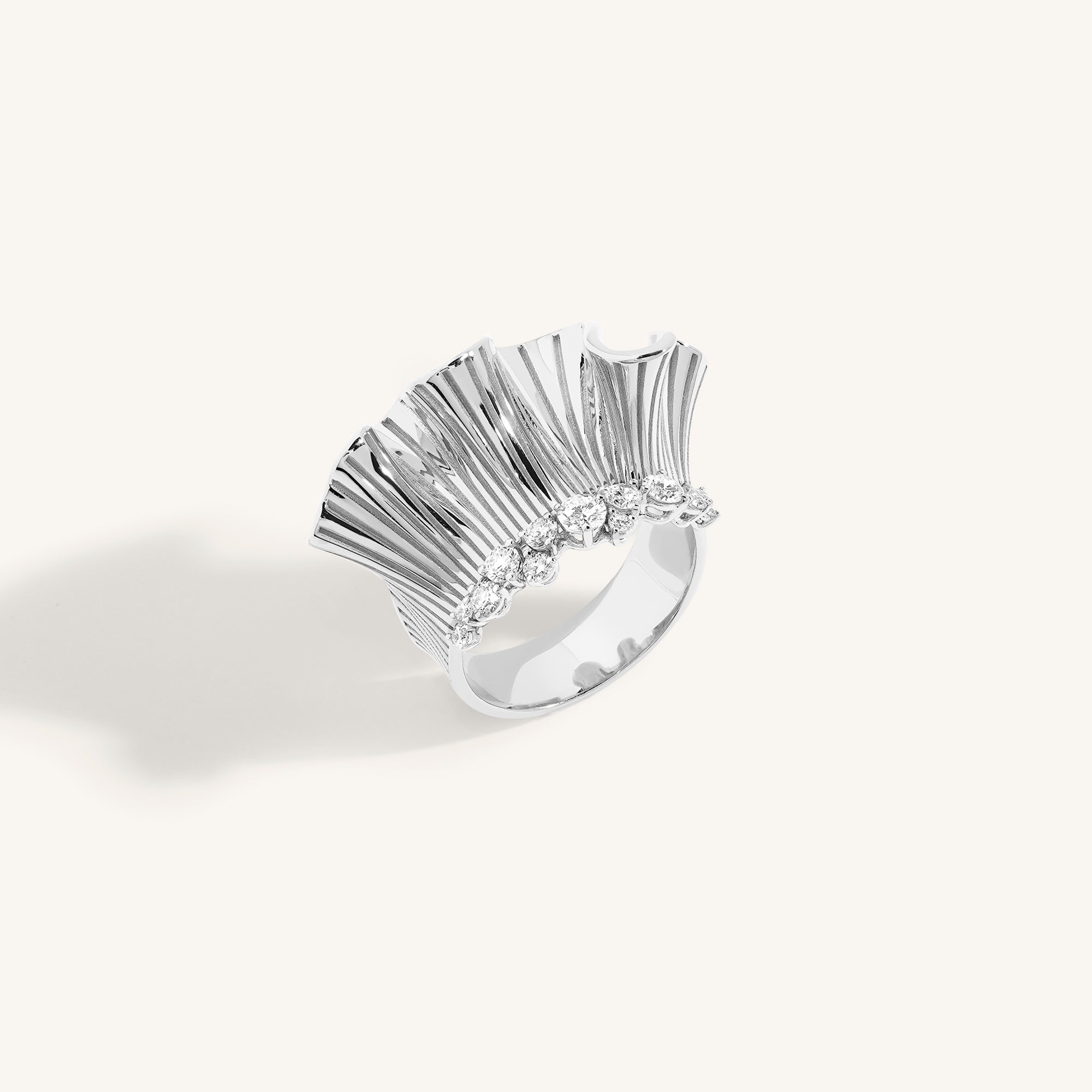 Rays of Sun ring with white diamonds