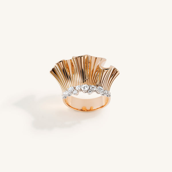 Rays of Sun ring with white diamonds