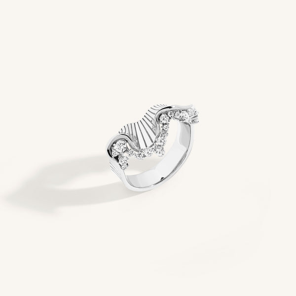 Rays of Sun ring with white diamonds