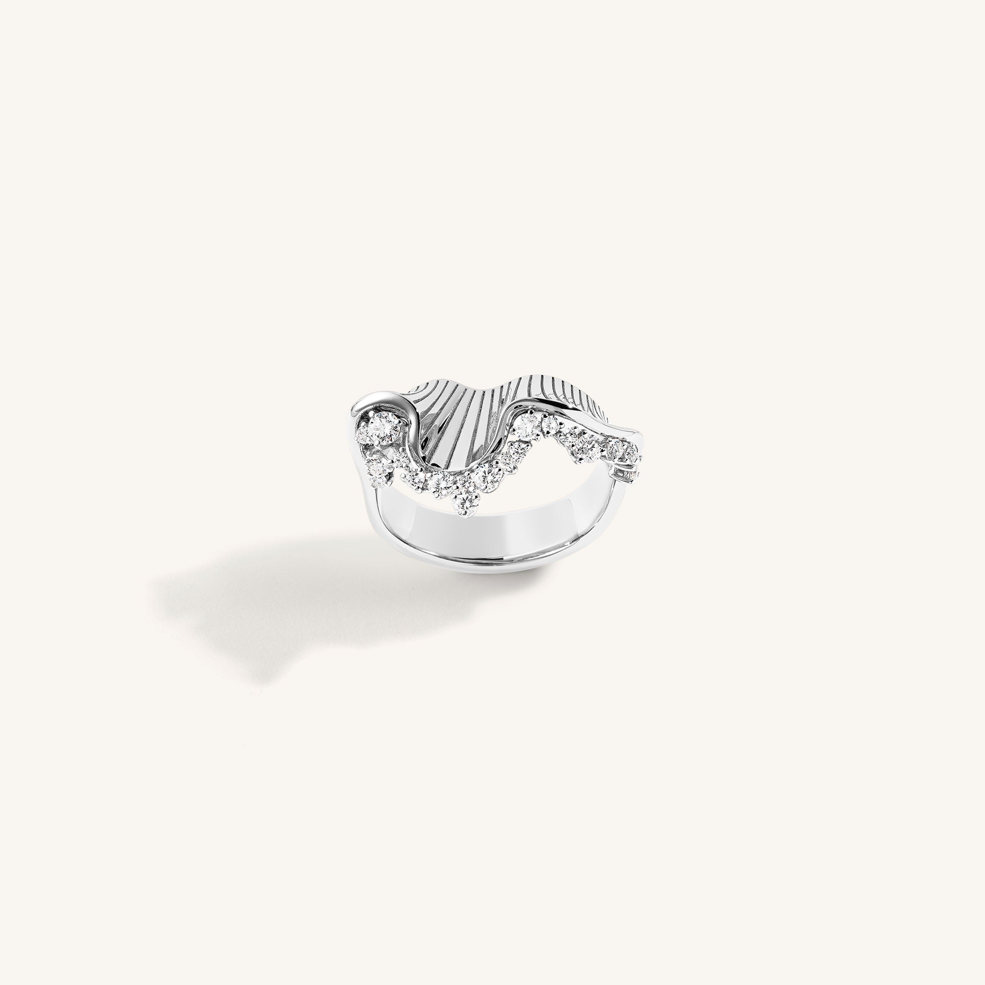 Rays of Sun ring with white diamonds