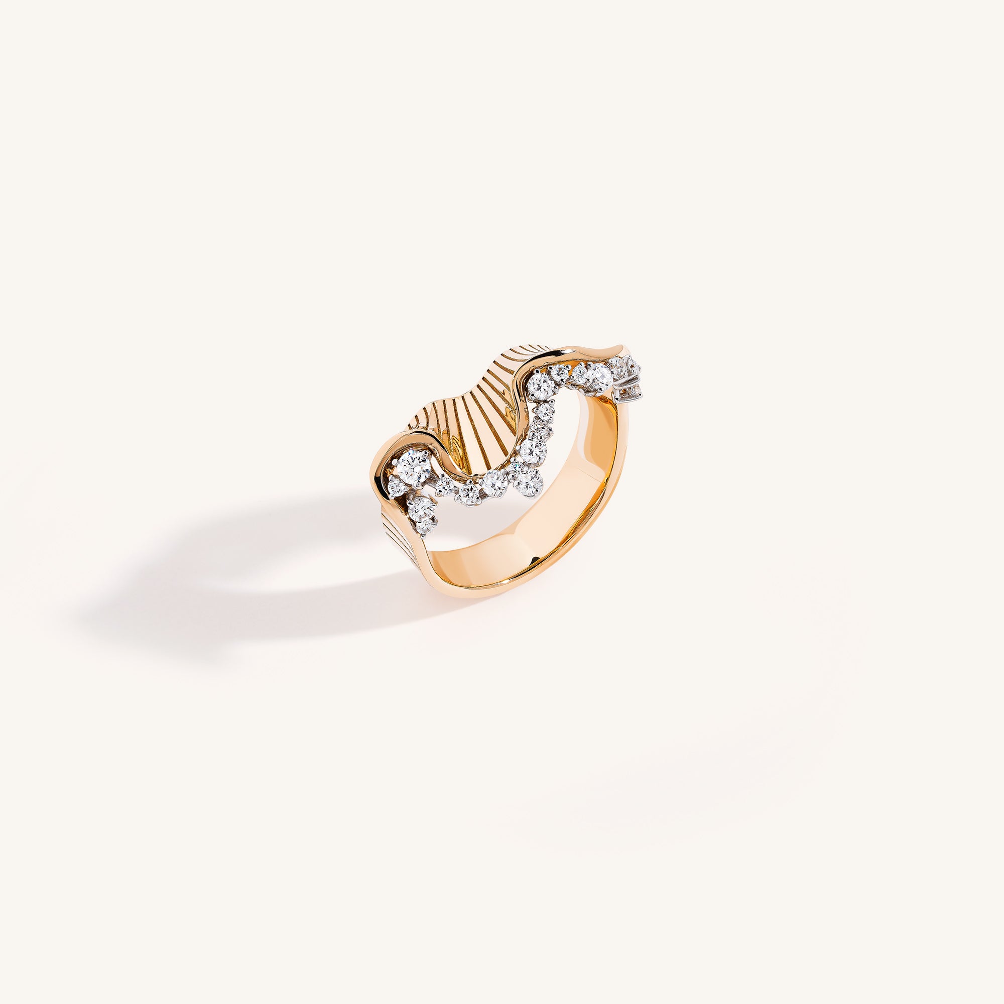 Rays of Sun ring with white diamonds