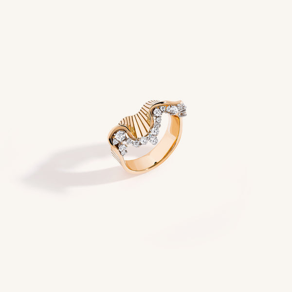 Rays of Sun ring with white diamonds