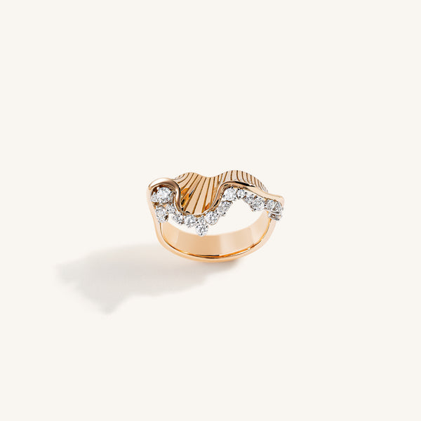Rays of Sun ring with white diamonds