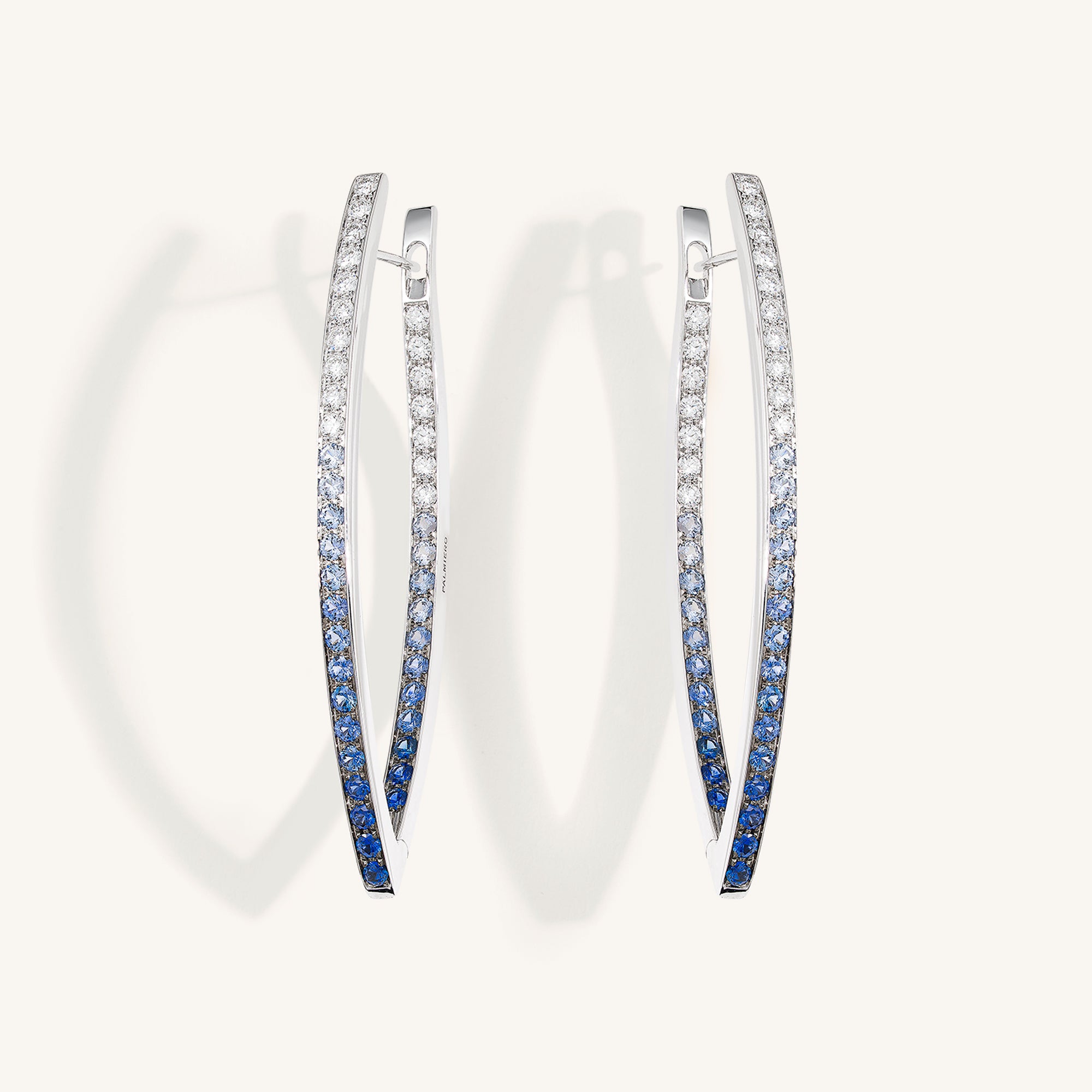 Lia earrings with white diamonds and blue sapphires