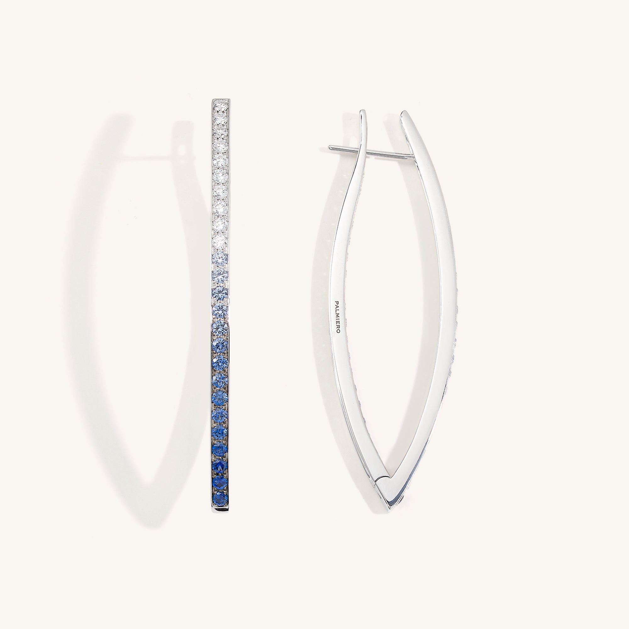 Lia earrings with white diamonds and blue sapphires