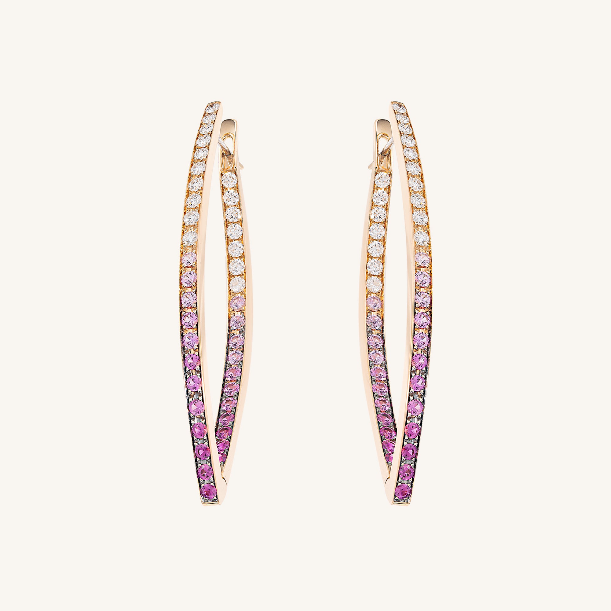 Lia earrings with white diamonds and pink sapphires