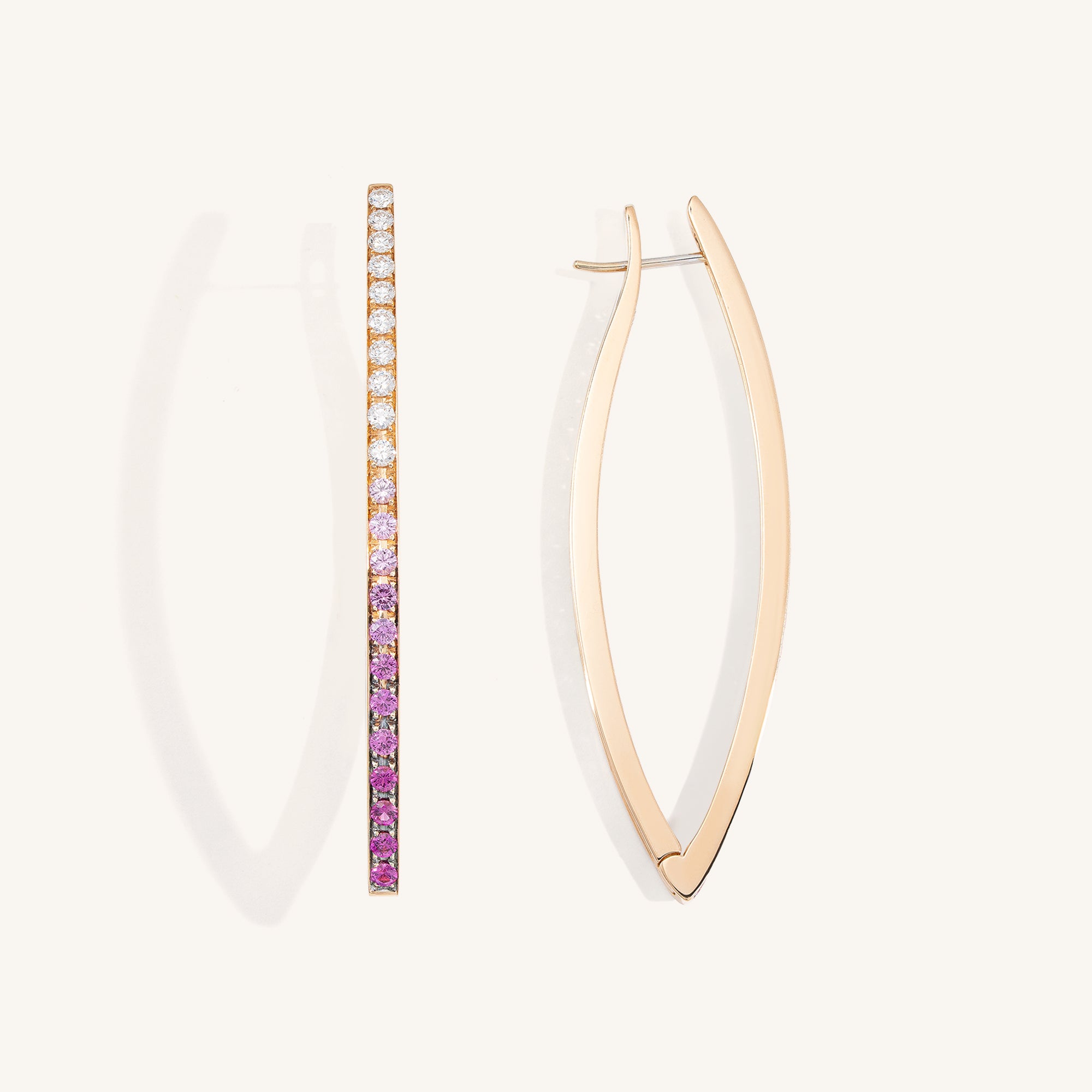 Lia earrings with white diamonds and pink sapphires