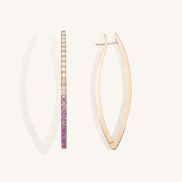 Lia earrings with white diamonds and pink sapphires