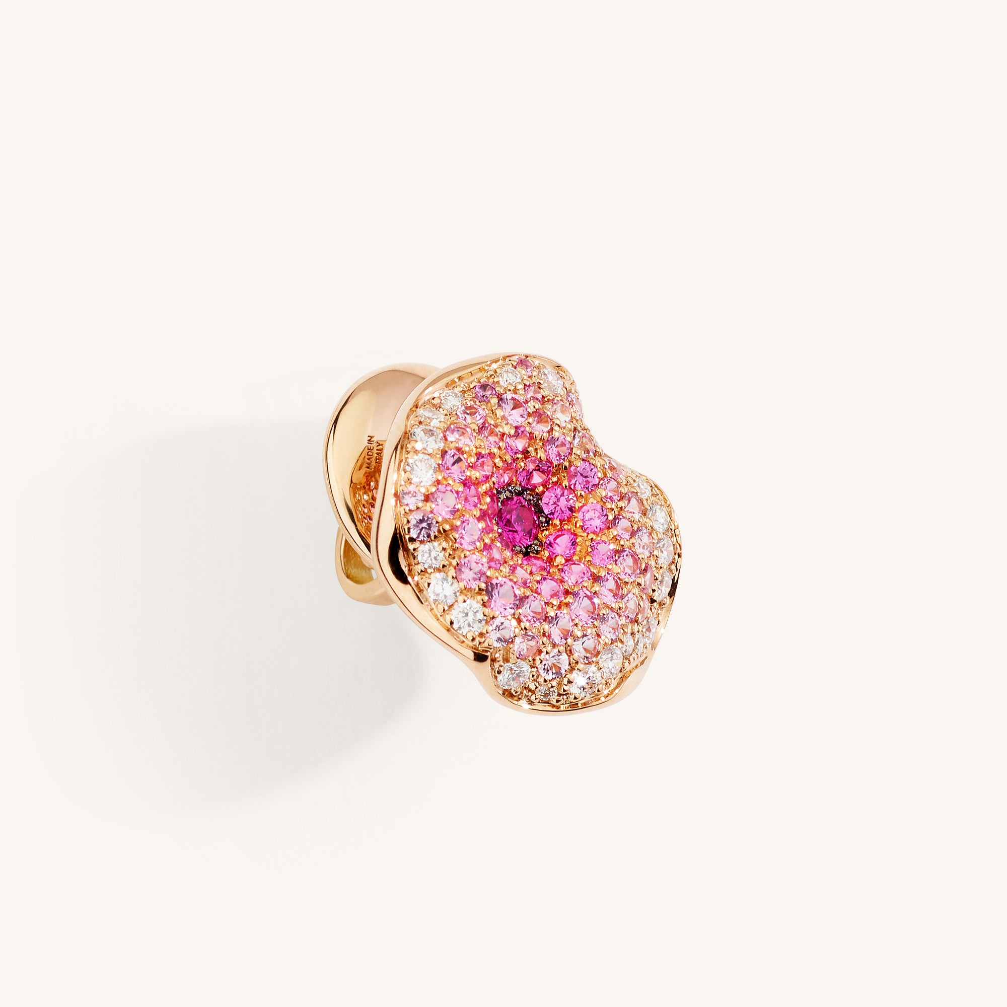 Moon Flowers earrings with white diamonds and sapphires