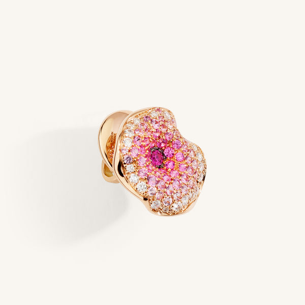 Moon Flowers earrings with white diamonds and sapphires