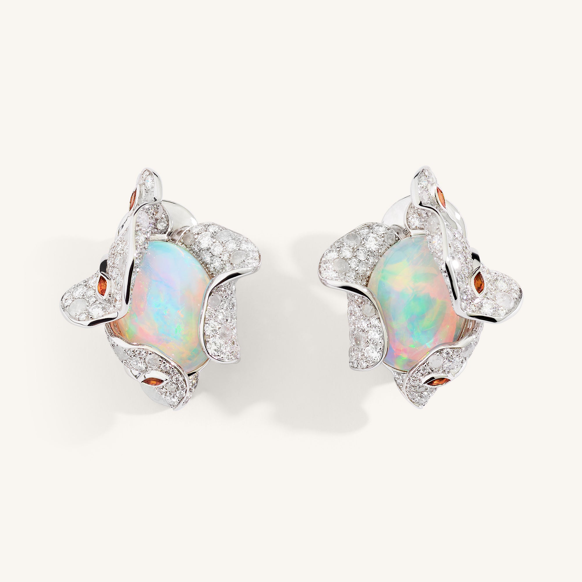 Whispers earrings with opals, sapphires and white/ice diamonds