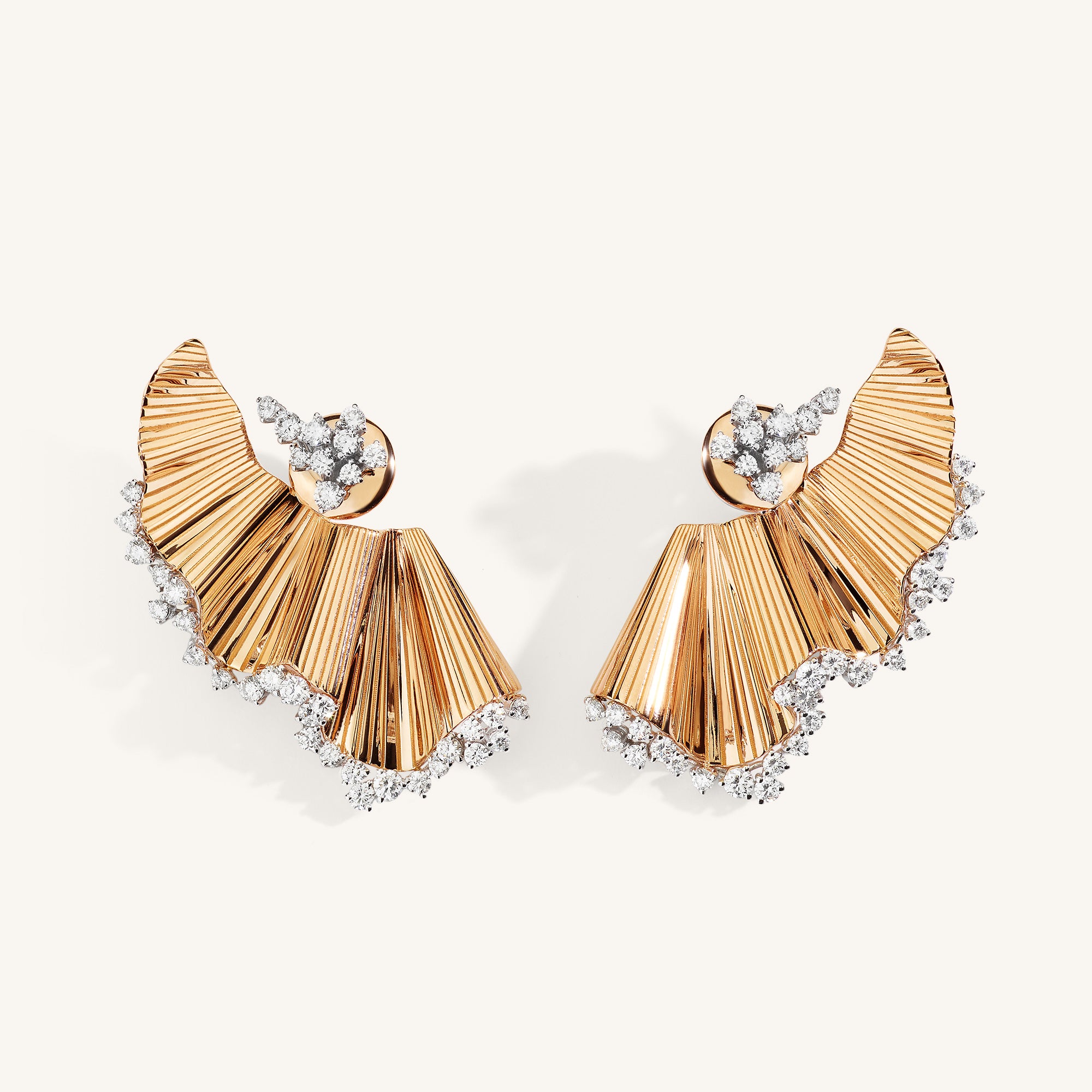 Rays of Sun earrings with white diamonds