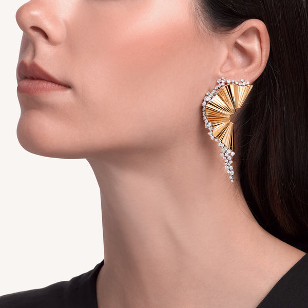 Rays of Sun earrings with white diamonds