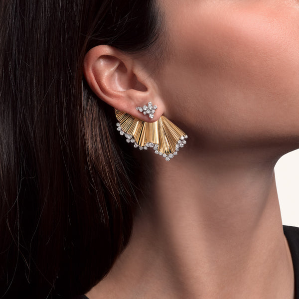 Rays of Sun earrings with white diamonds