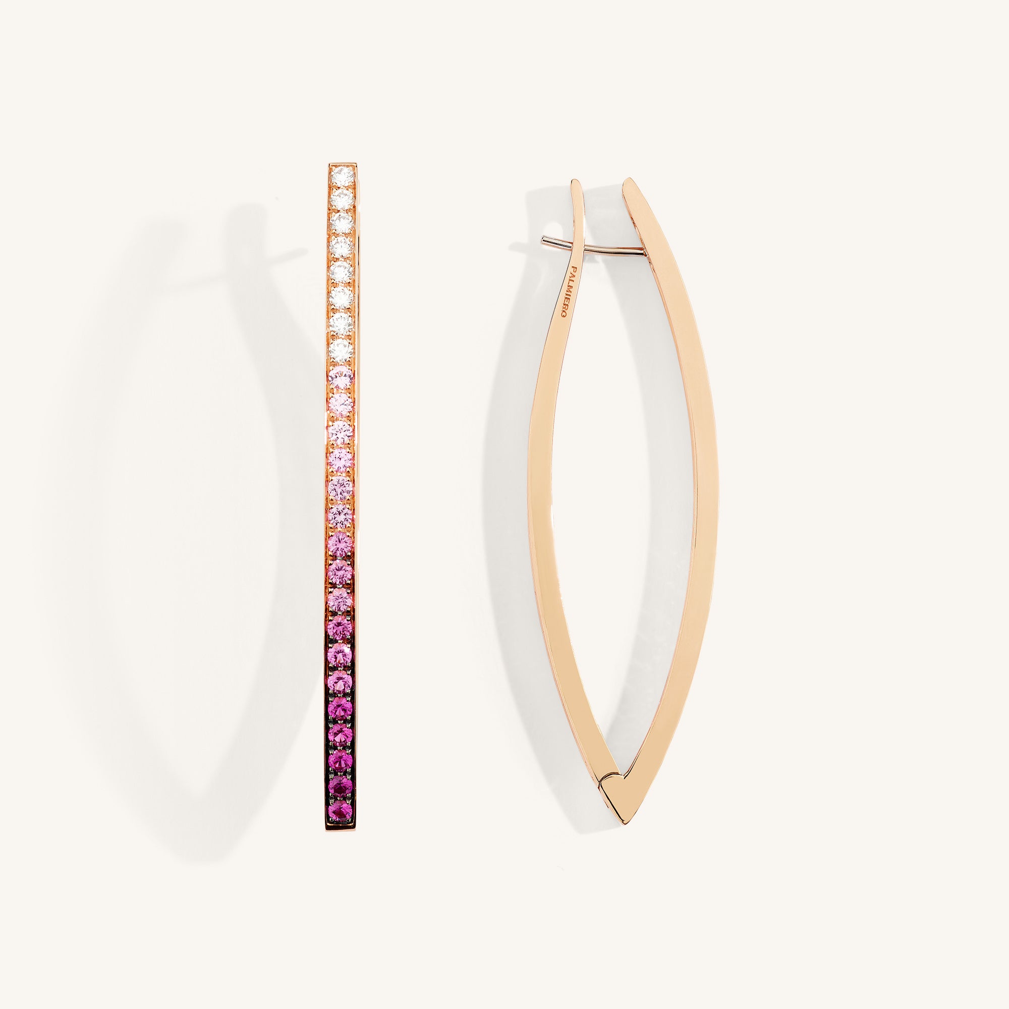 Lia earrings with white diamonds and pink sapphires