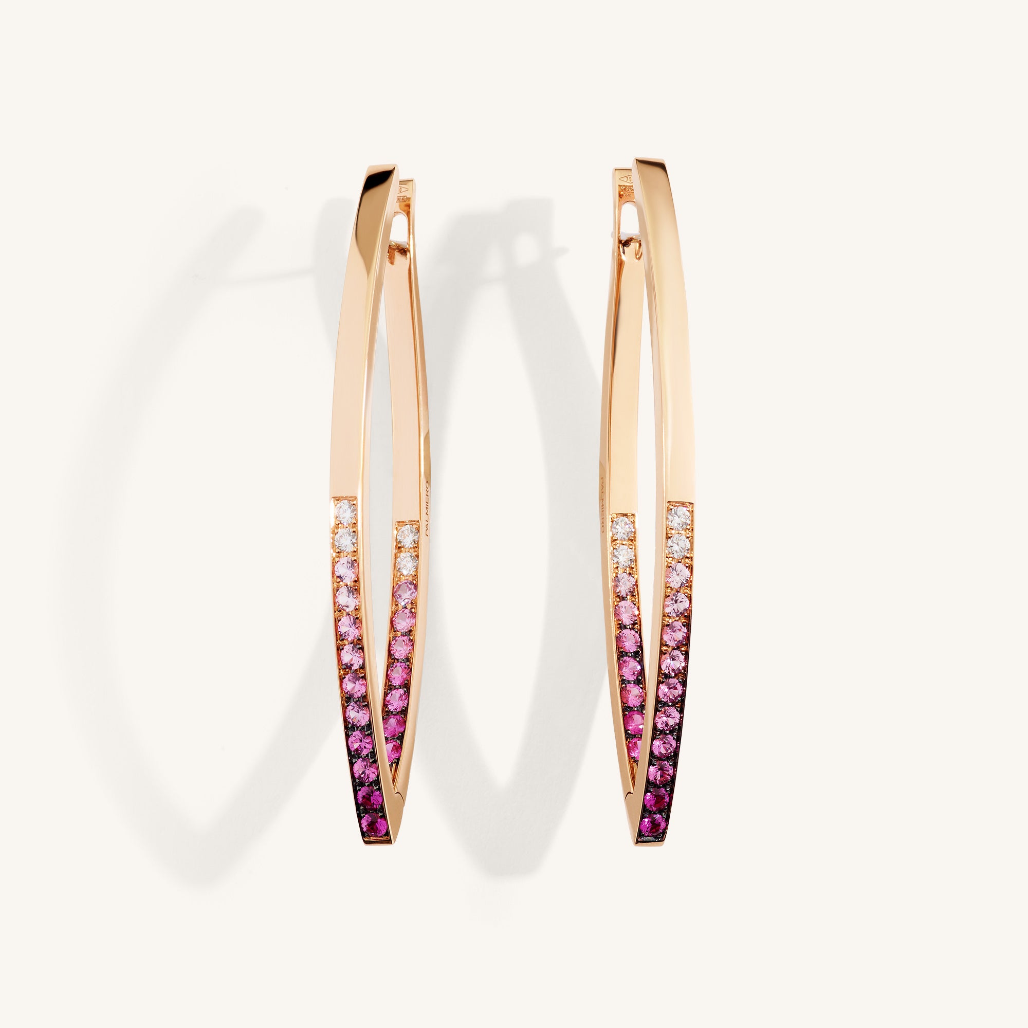 Lia earrings with white diamonds and pink sapphires