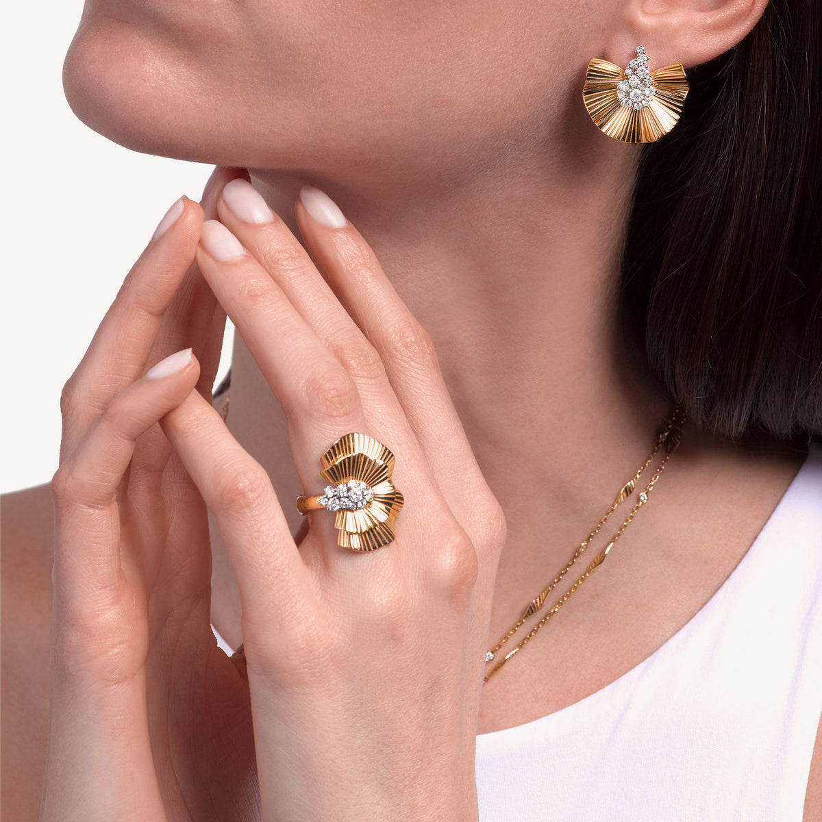 Sun With Diamond Rays Rays of Sun earrings with white diamonds