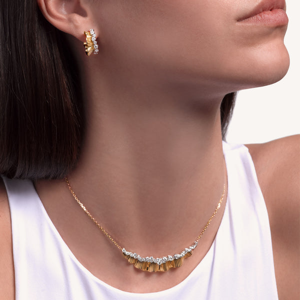 Rays of Sun earrings with white diamonds