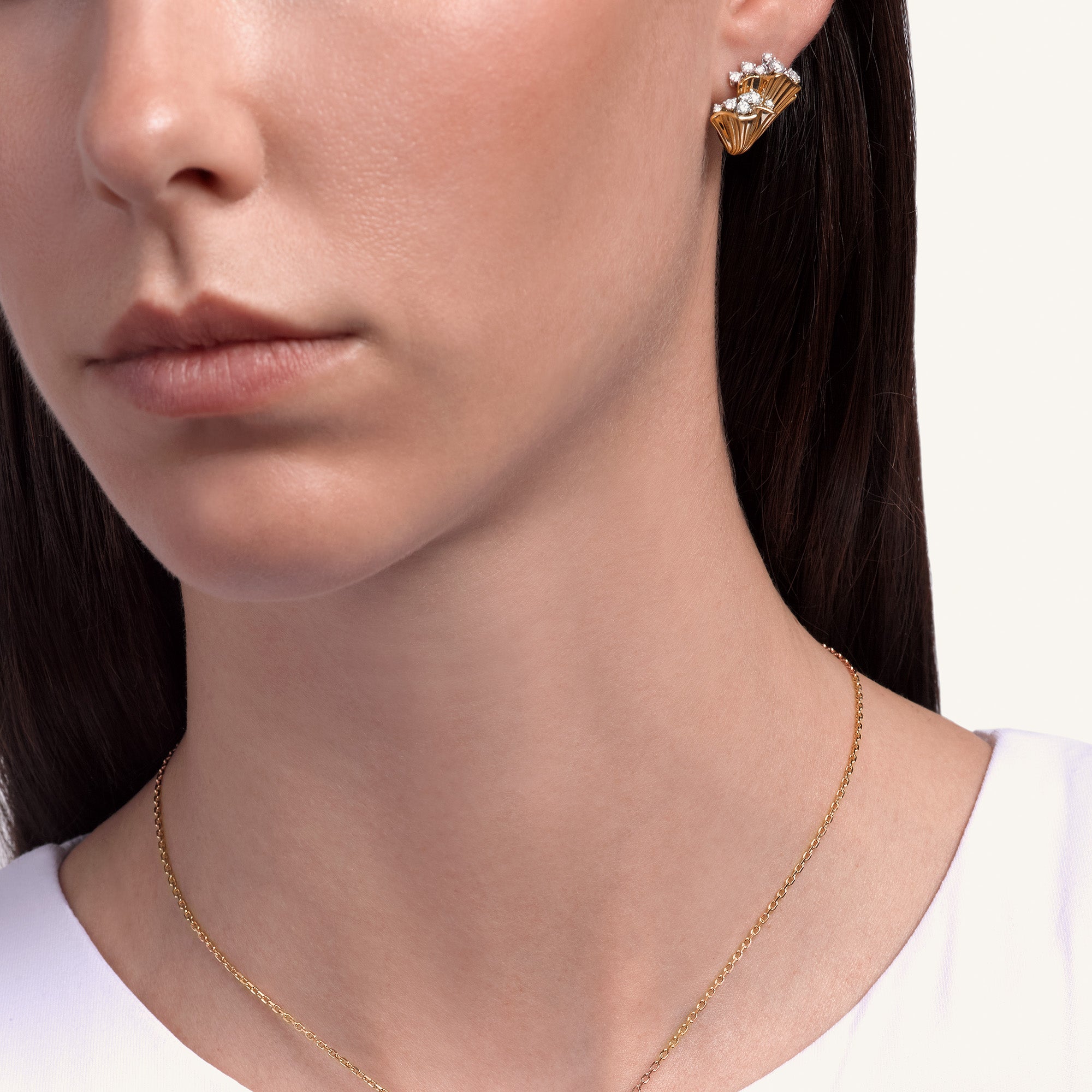 Rays of Sun earrings with white diamonds