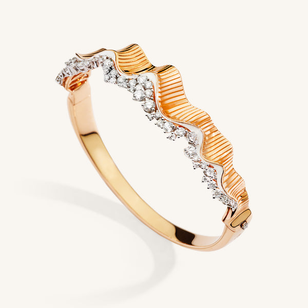 Rays of Sun bangle with white diamonds and white enamel