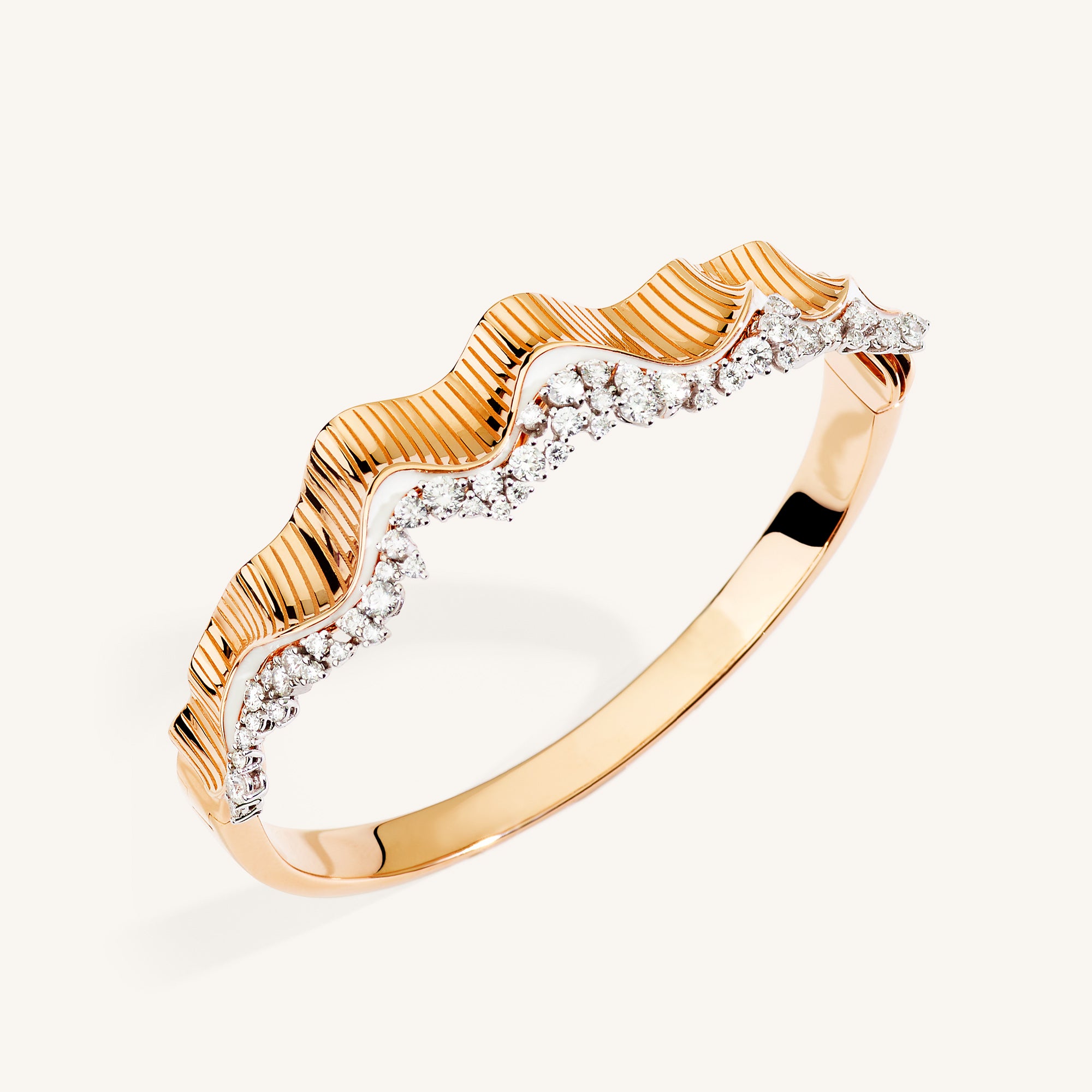 Sun With Diamond Rays Rays of Sun bangle with white diamonds and white enamel