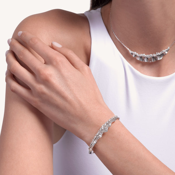 Rays of Sun bangle with white diamonds