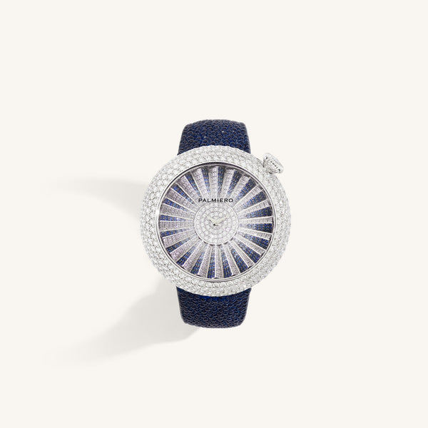 Alter 44mm case watch with blue sapphires and white diamonds