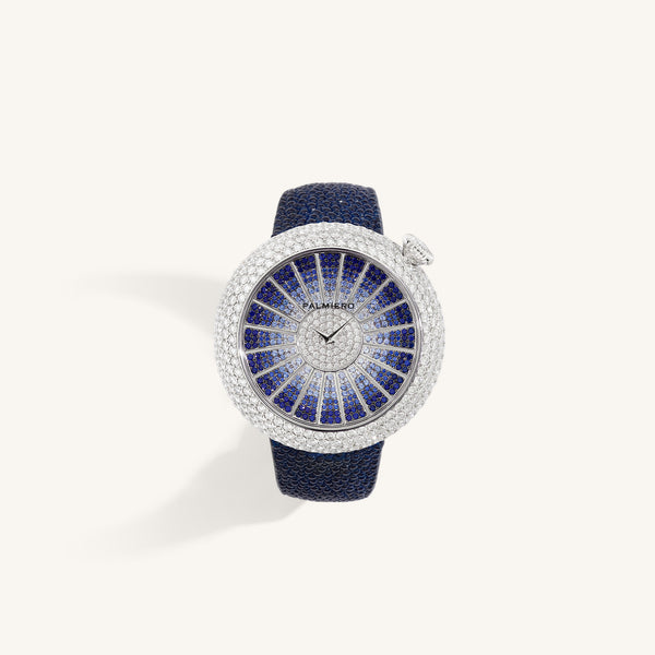 Alter 44mm case watch with blue sapphires and white diamonds