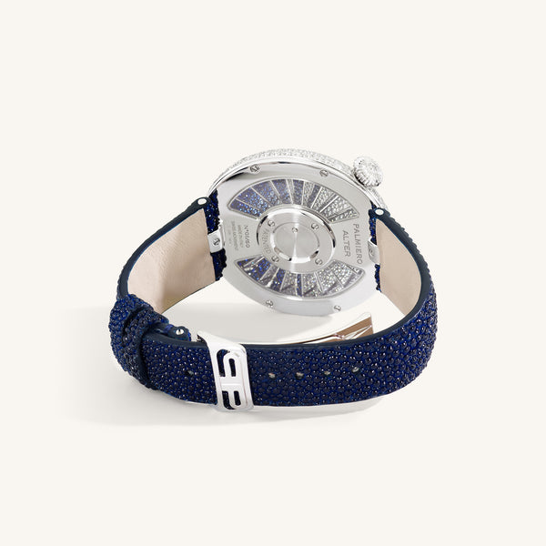 Alter 44mm case watch with blue sapphires and white diamonds