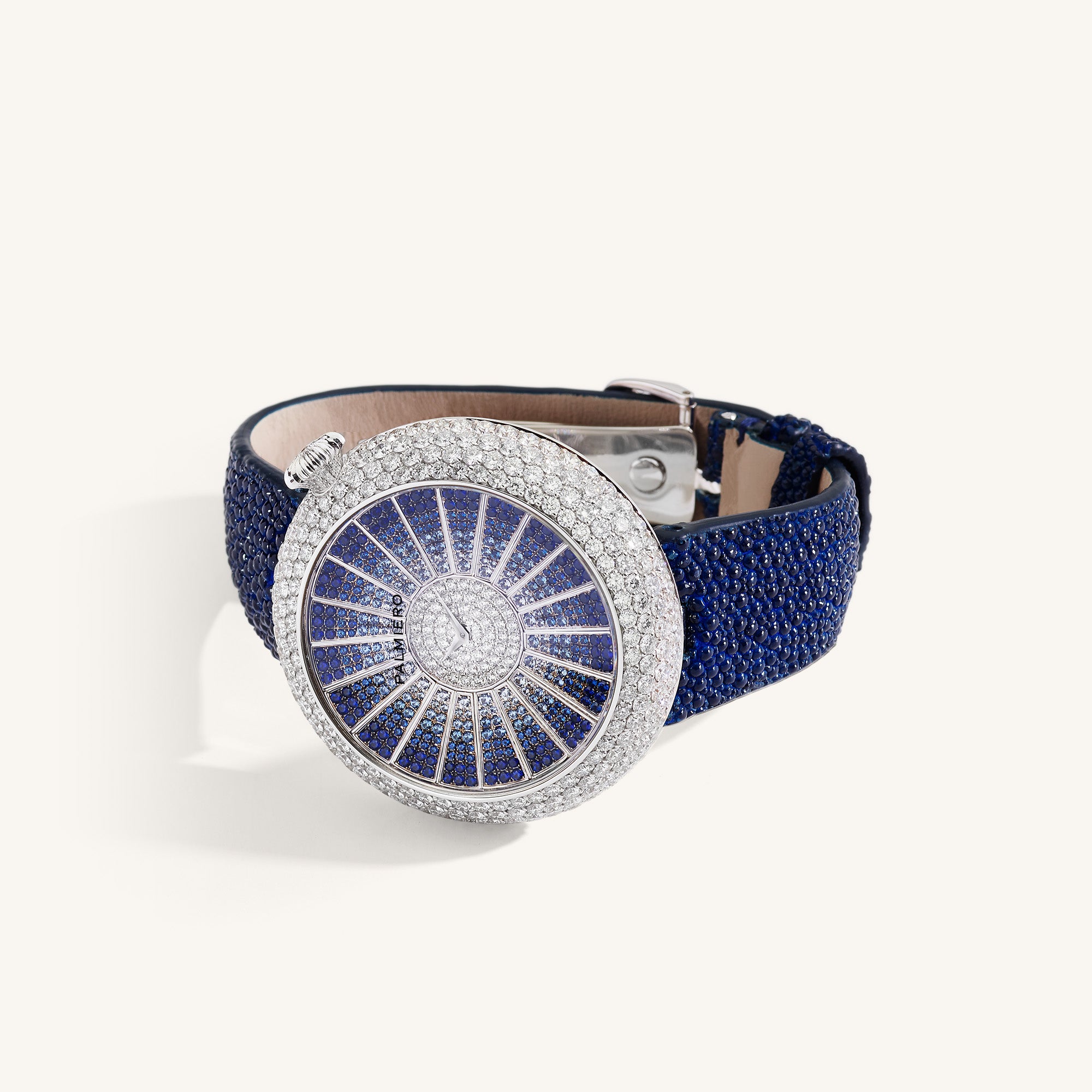 Alter 44mm case watch with blue sapphires and white diamonds