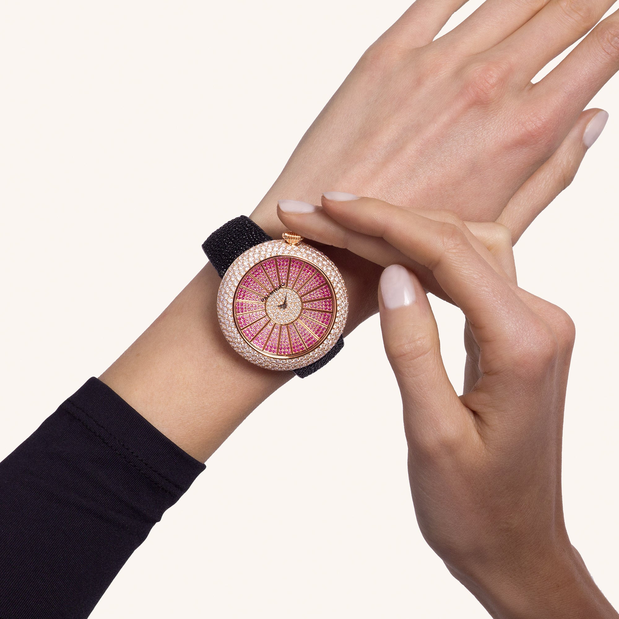 Alter 44mm case watch with pink sapphires and white diamonds