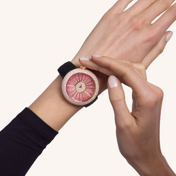 Alter 44mm case watch with pink sapphires and white diamonds