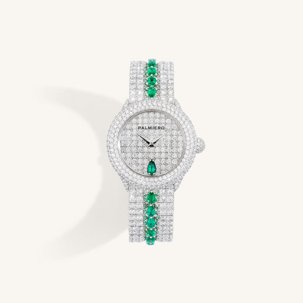 Divino watch with emeralds and white diamonds